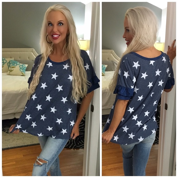 LAST 1! Blue 💕! Ruffle Star Top! - Picture 6 of 7
